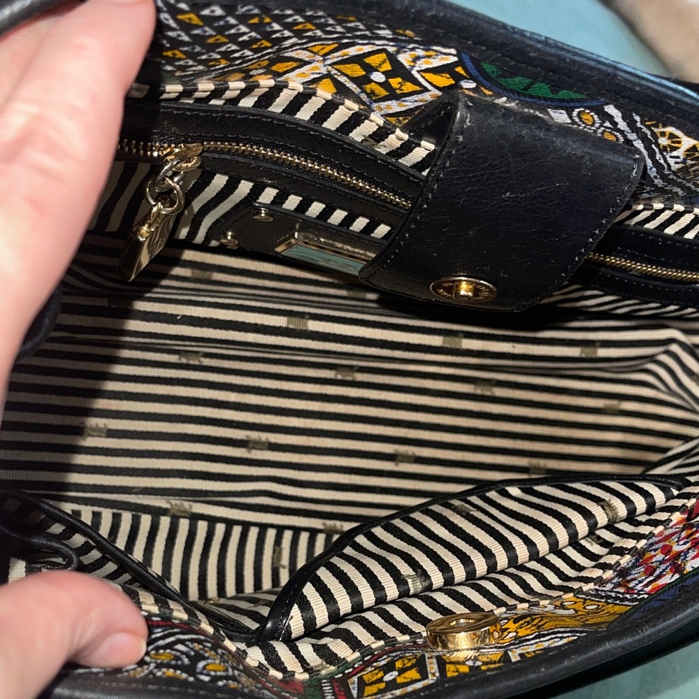 L.A.M.B. Expandable Leather & Canvas Multicolor Patterned satchel Bag. - Picture 7 of 7